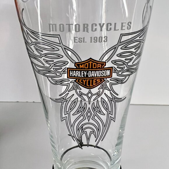 NWT Harley-Davidson Pinstripe Gift Set Pilsner Glass & Embossed Leather Coasters - Picture 11 of 15